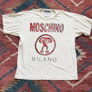 Moschino Red and White Graphic Tee